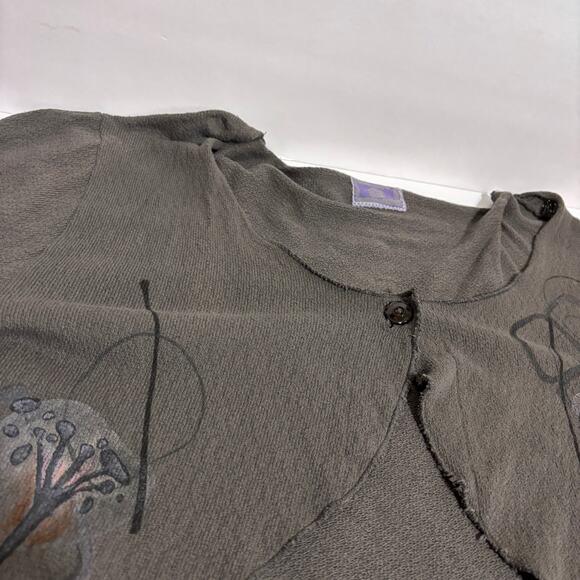 Barclay Gray Lagenlook Hand Printed Boho Short Shrug One Size - Picture 10 of 13